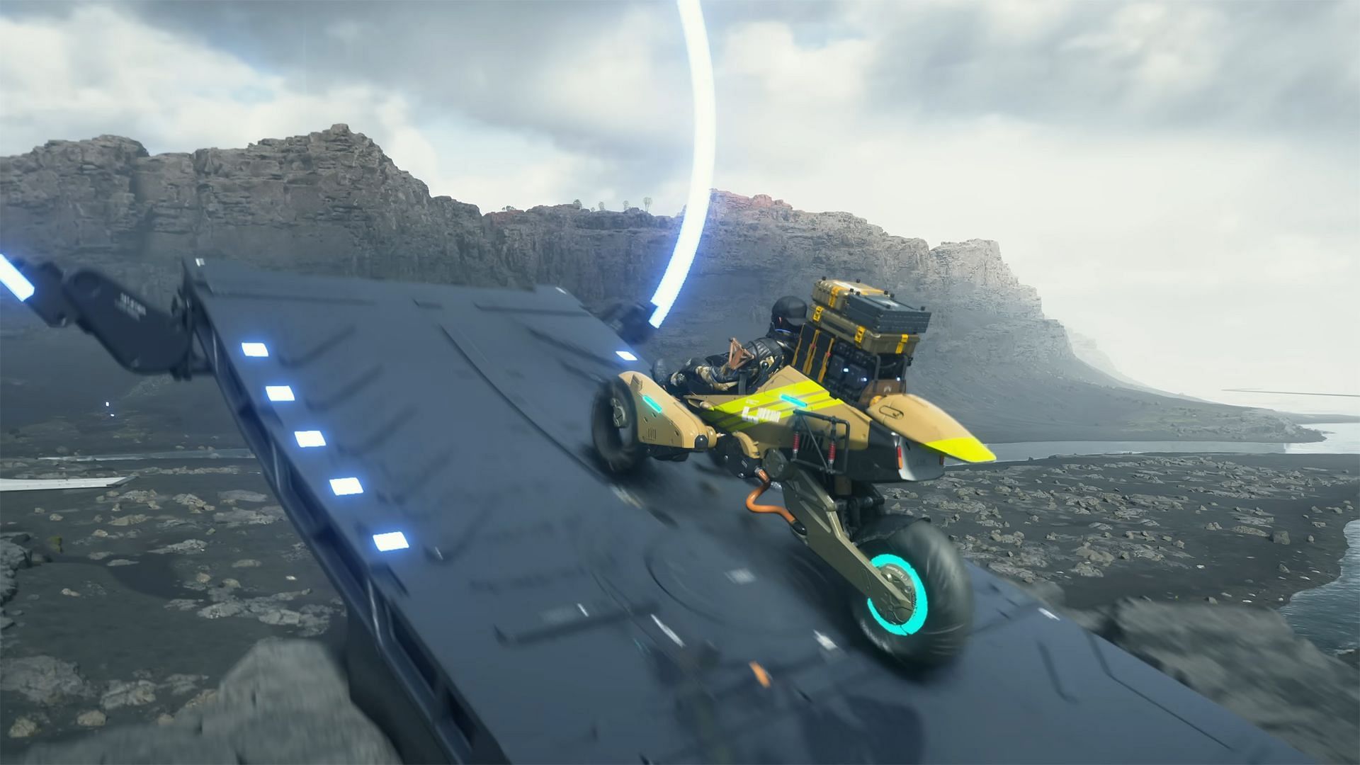 Going airborne with the help of the Jump Ramp in Death Stranding 2 (Image via Sony Interactive Entertainment)